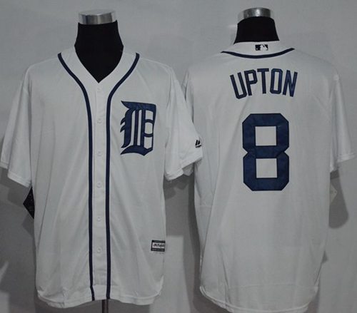 Tigers #8 Justin Upton White New Cool Base Stitched MLB Jersey - Click Image to Close